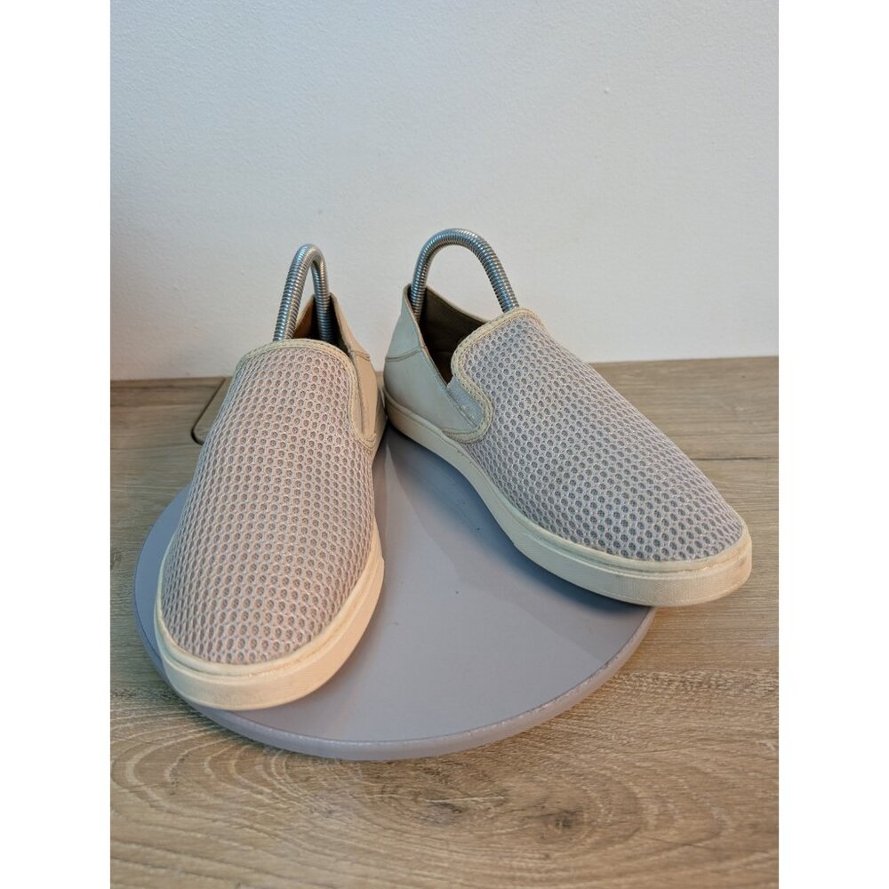 Olukai Pehuea Women's Size 9 Beige Mesh Cushioned Slip on Sneakers Flaw